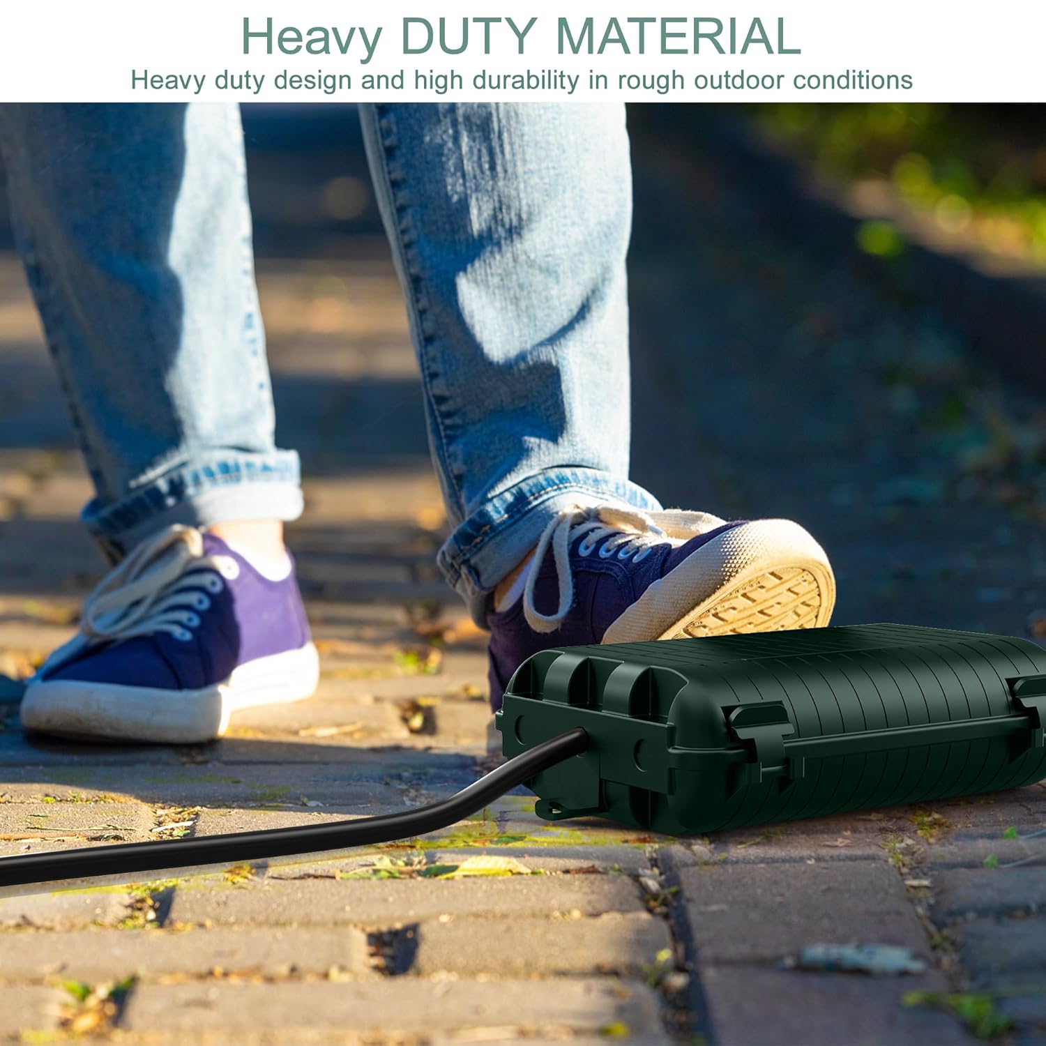 2 Pack HUNLEE Outdoor Waterproof Electrical Boxes for Power Strips, Holiday Lights, and Decorations - Large Extension Cord Cover with Plug Connection - IP54 Water-Resistant Safety Box in Green