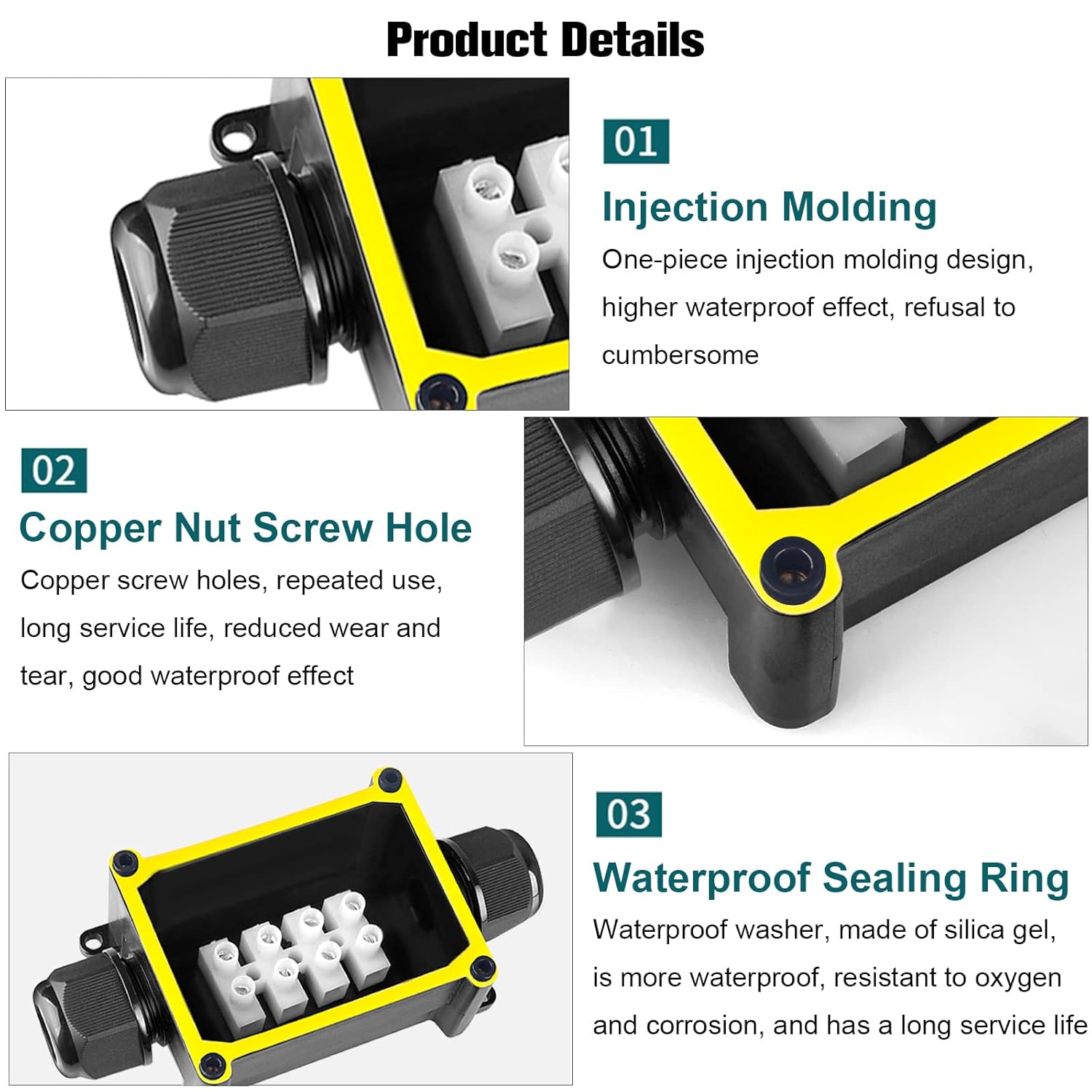 2 Pack IP68 Waterproof Outdoor Junction Box for Tunnel, Garden, and Landscape Lights - M25 Plastic Electrical Box