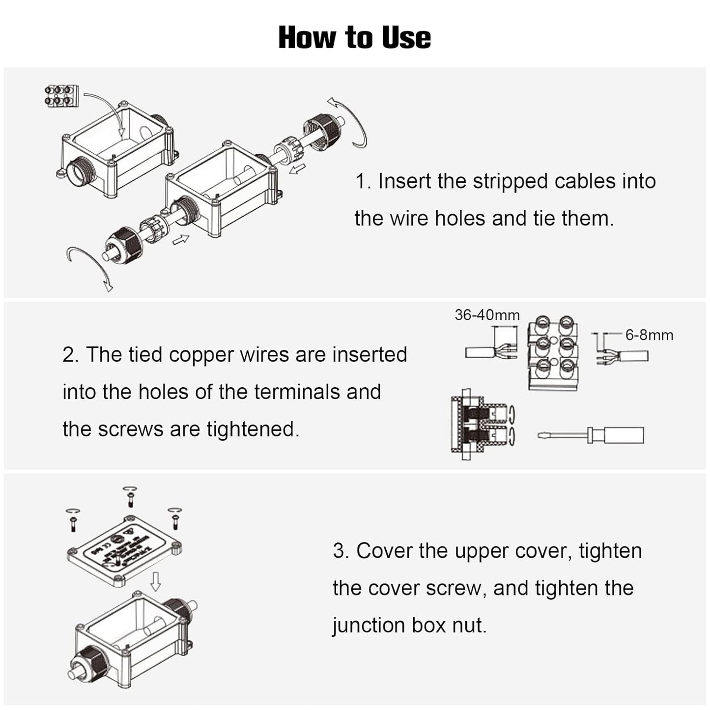 2 Pack IP68 Waterproof Outdoor Junction Box for Tunnel, Garden, and Landscape Lights - M25 Plastic Electrical Box