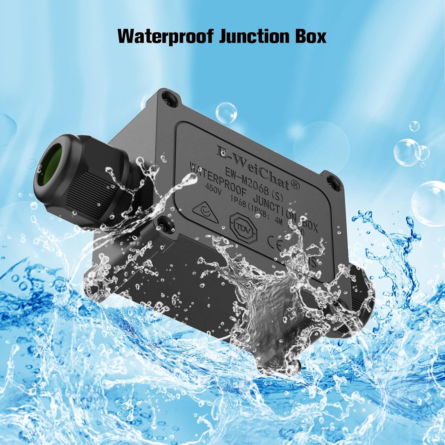 2 Pack IP68 Waterproof Outdoor Junction Box for Tunnel, Garden, and Landscape Lights - M25 Plastic Electrical Box