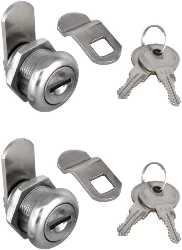 2-Pack Keyed Alike 5/8" Cylinder Cabinet Cam Locks for Truck Pickup Tool Box & More