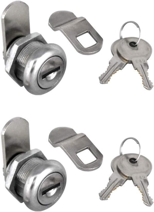 2-Pack Keyed Alike 5/8" Cylinder Cabinet Cam Locks for Truck Pickup Tool Box & More
