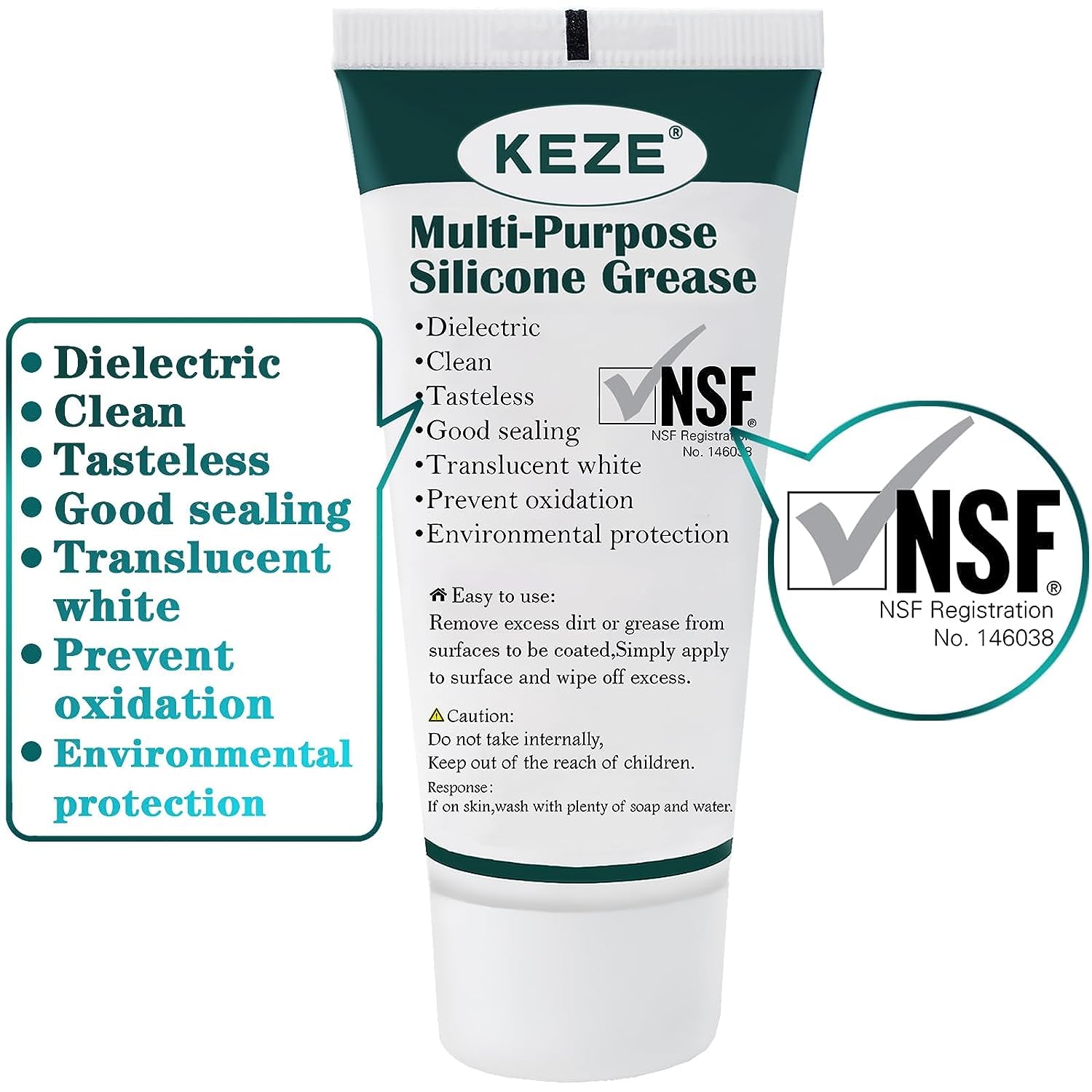 2-Pack KEZE Food Grade Silicone Grease with Brush for Plumber Faucet O Rings Lubrication