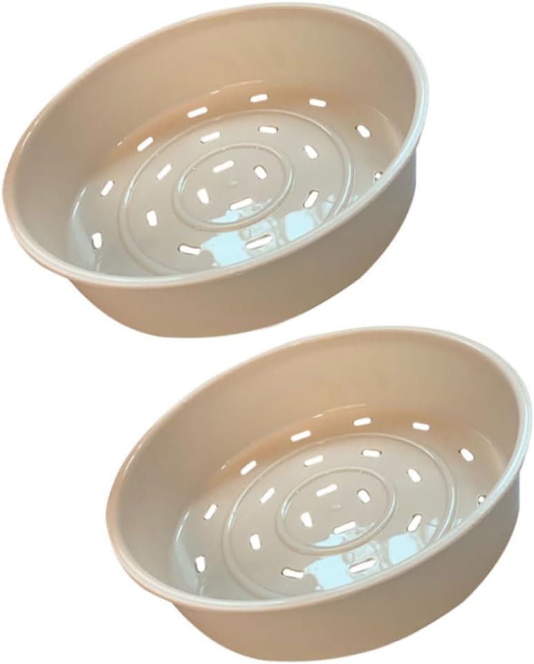2-Pack KICHOUSE Steamer Baskets for Rice Cooker, Air Fryer, Microwave, Stove Top - White PP Steaming Tray Stand for Cooking Bun