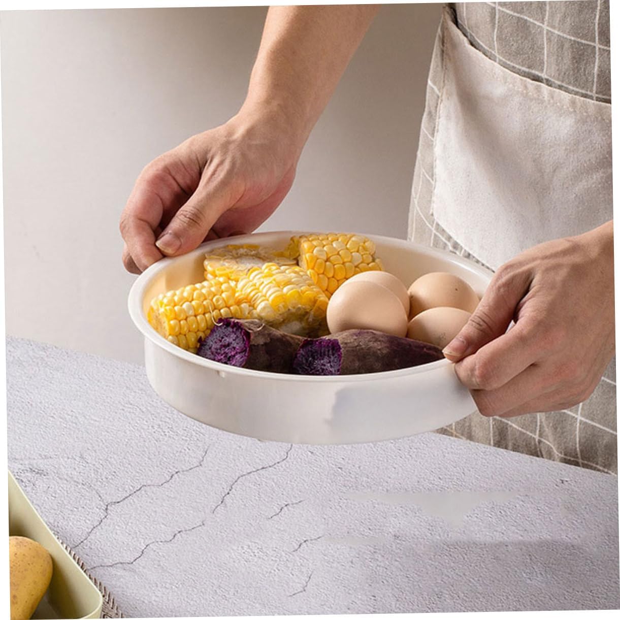 2-Pack KICHOUSE Steamer Baskets for Rice Cooker, Air Fryer, Microwave, Stove Top - White PP Steaming Tray Stand for Cooking Bun