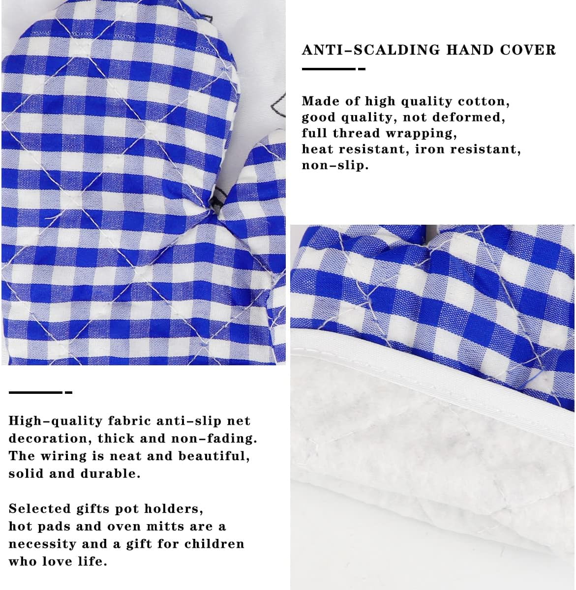 2 Pack Kids Oven Mitts for Cooking, Heat Resistant Mittens for Kitchen Play, Age 4-12, 7"x4.7" Size