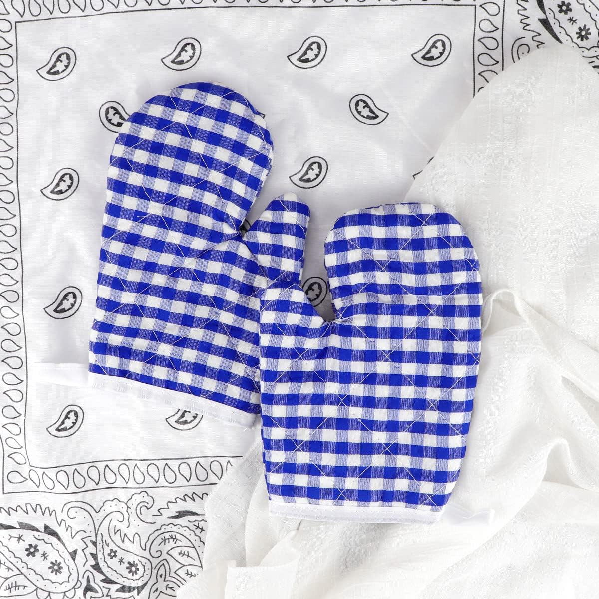 2 Pack Kids Oven Mitts for Cooking, Heat Resistant Mittens for Kitchen Play, Age 4-12, 7"x4.7" Size