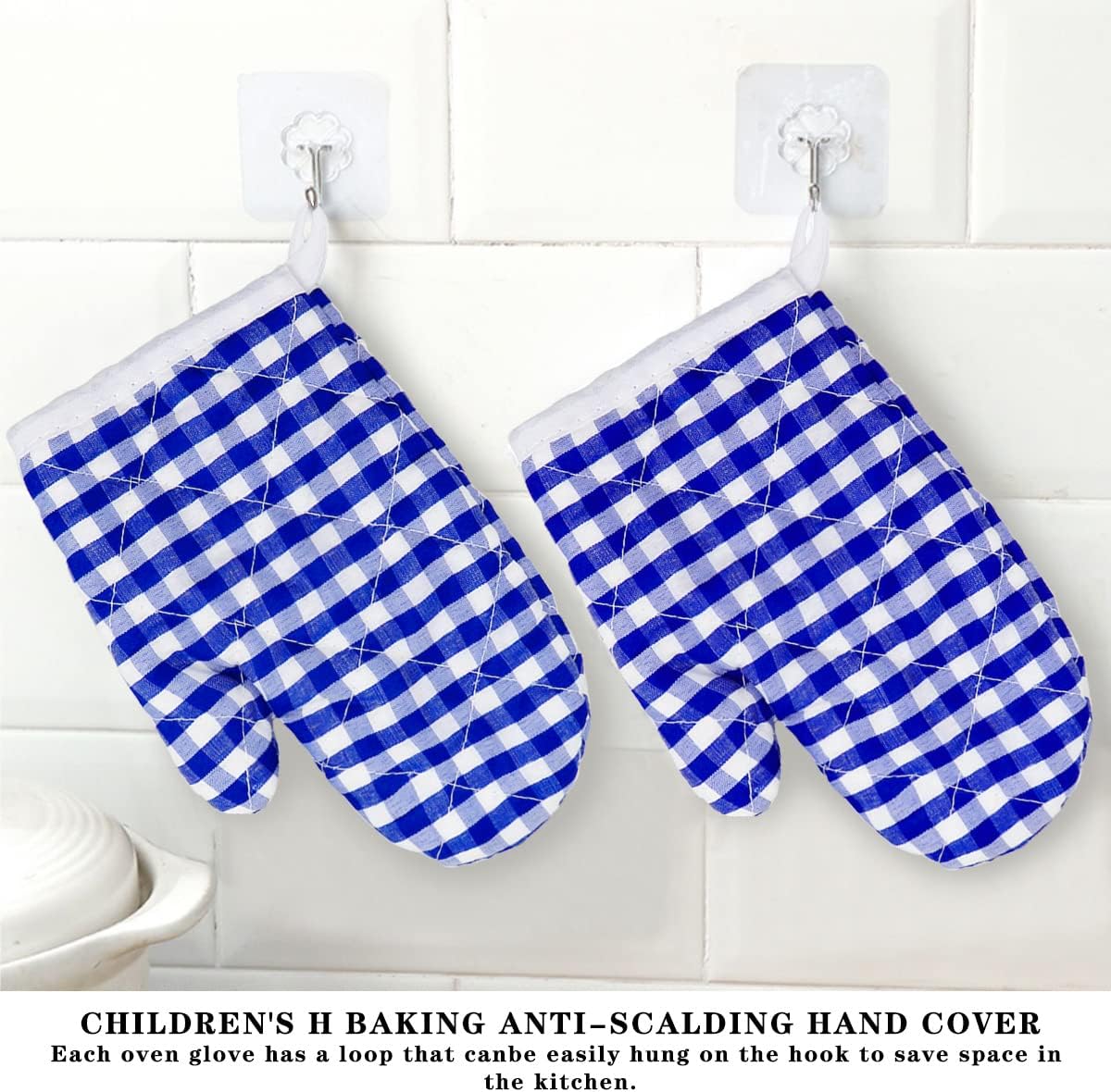 2 Pack Kids Oven Mitts for Cooking, Heat Resistant Mittens for Kitchen Play, Age 4-12, 7"x4.7" Size