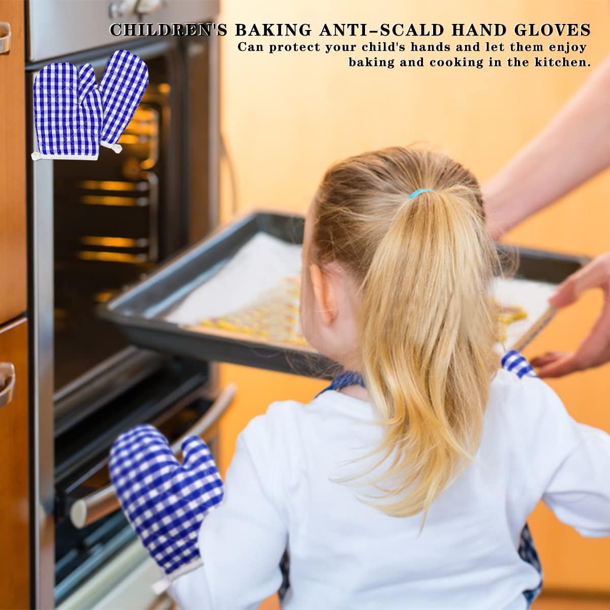 2 Pack Kids Oven Mitts for Cooking, Heat Resistant Mittens for Kitchen Play, Age 4-12, 7"x4.7" Size