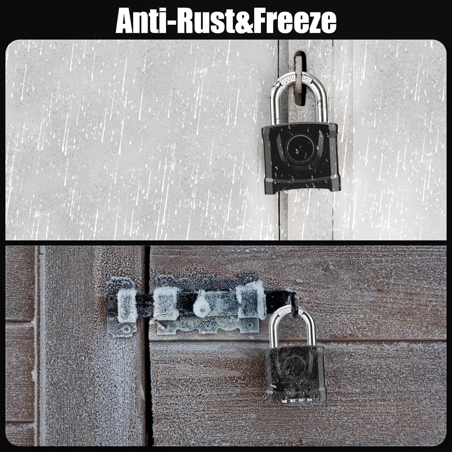 2 Pack Large Black Combination Padlock Set with One-Key Unlocking for Garden, Fences, Garage, Gate - Diyife Heavy Duty Weatherproof Design, Hidden Password, Anti-Error - WildKart