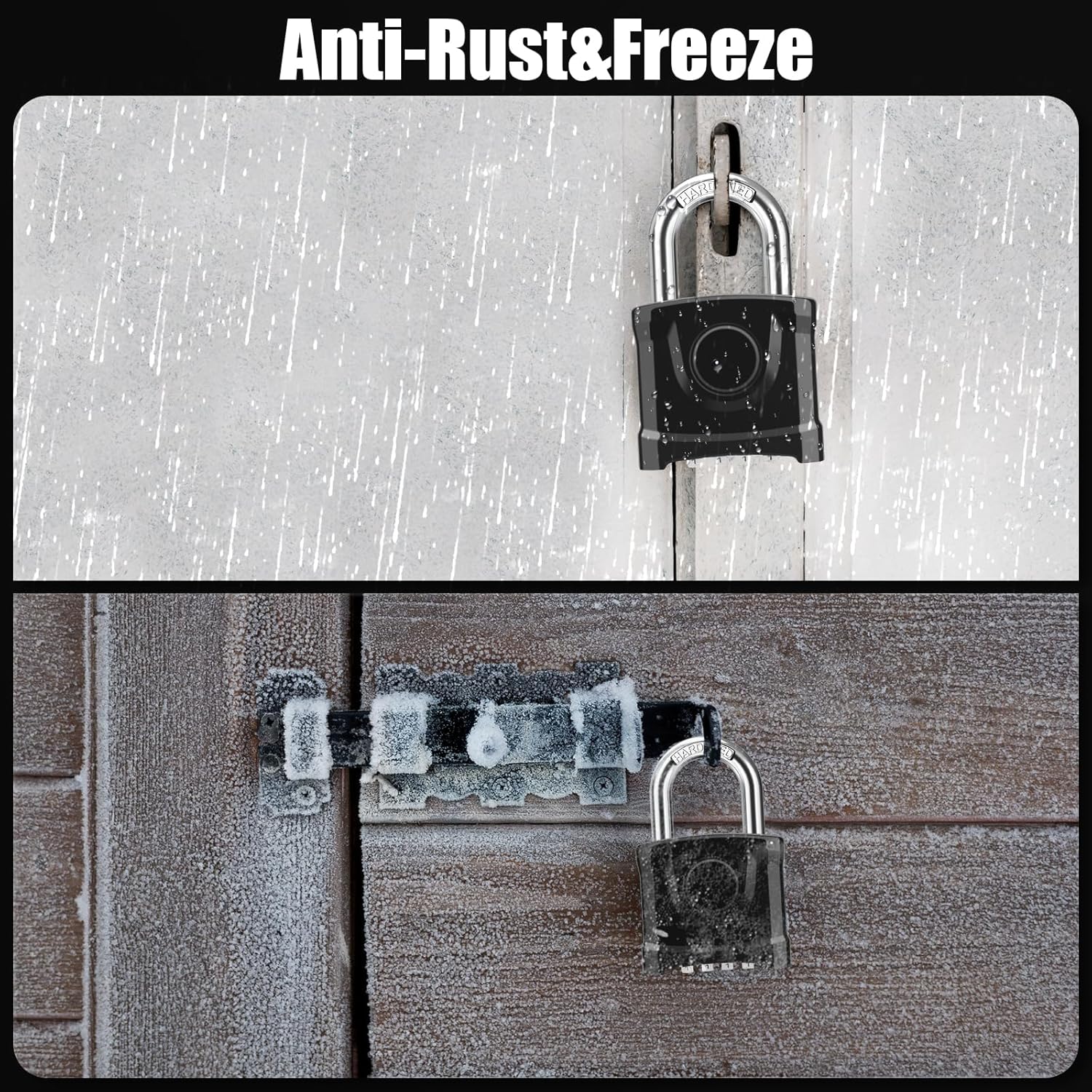 2 Pack Large Black Combination Padlock Set with One-Key Unlocking for Garden, Fences, Garage, Gate - Diyife Heavy Duty Weatherproof Design, Hidden Password, Anti-Error - WildKart