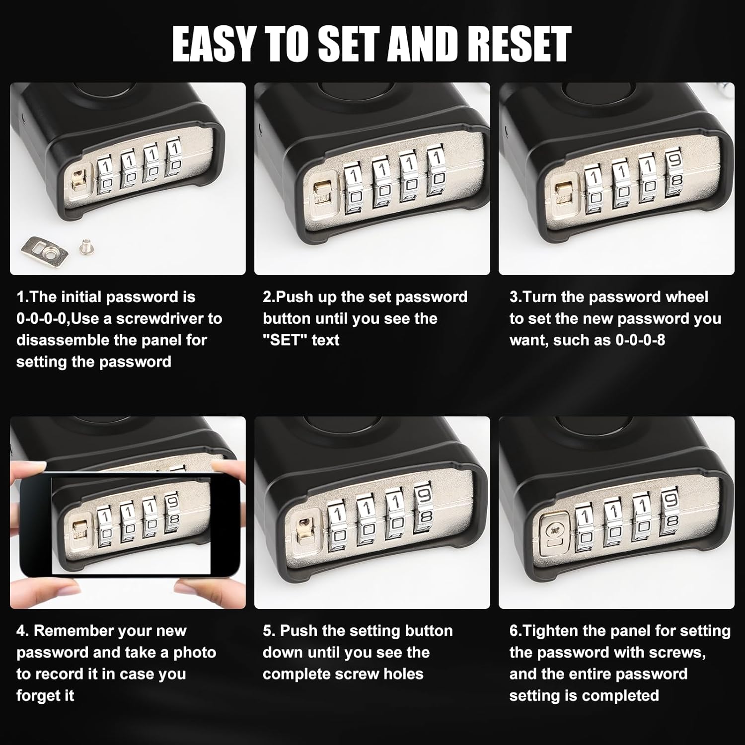 2 Pack Large Black Combination Padlock Set with One-Key Unlocking for Garden, Fences, Garage, Gate - Diyife Heavy Duty Weatherproof Design, Hidden Password, Anti-Error - WildKart