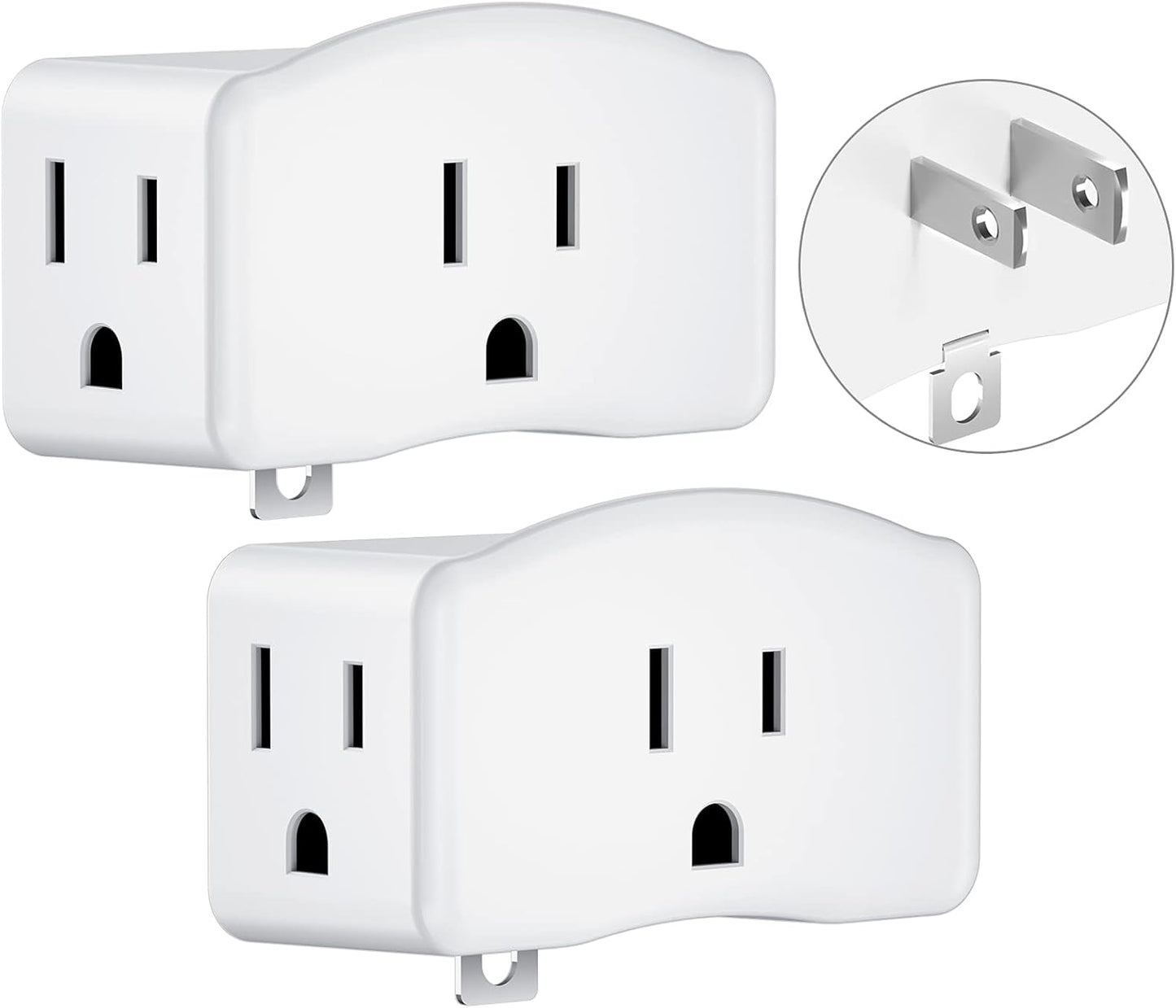 2 Pack LENCENT 3 Prong to 2 Prong Polarized Grounding Adapters - Outlet Converter with 3 AC Outlets