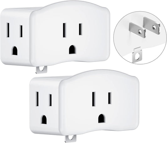 2 Pack LENCENT 3 Prong to 2 Prong Polarized Grounding Adapters - Outlet Converter with 3 AC Outlets