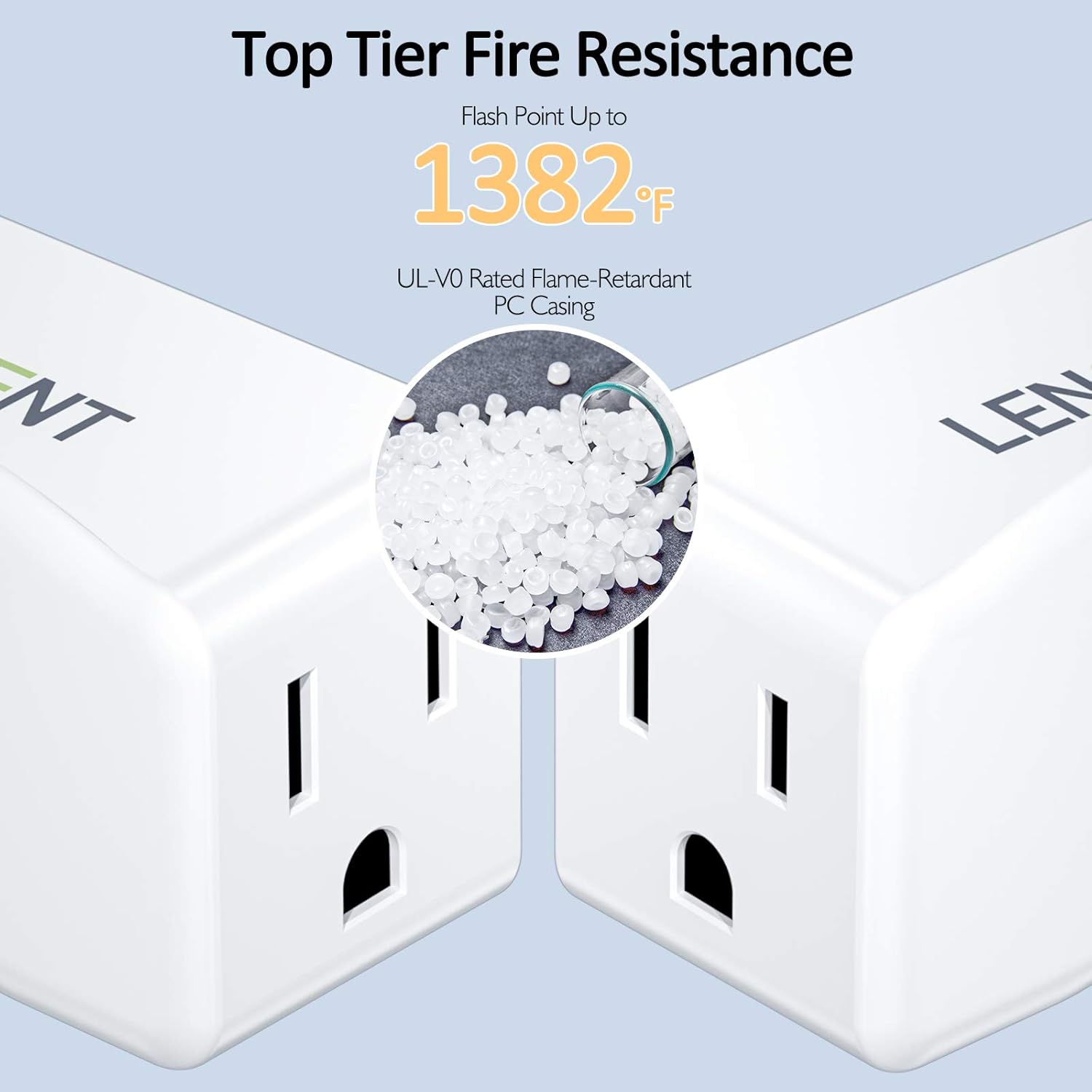 2 Pack LENCENT 3 Prong to 2 Prong Polarized Grounding Adapters - Outlet Converter with 3 AC Outlets