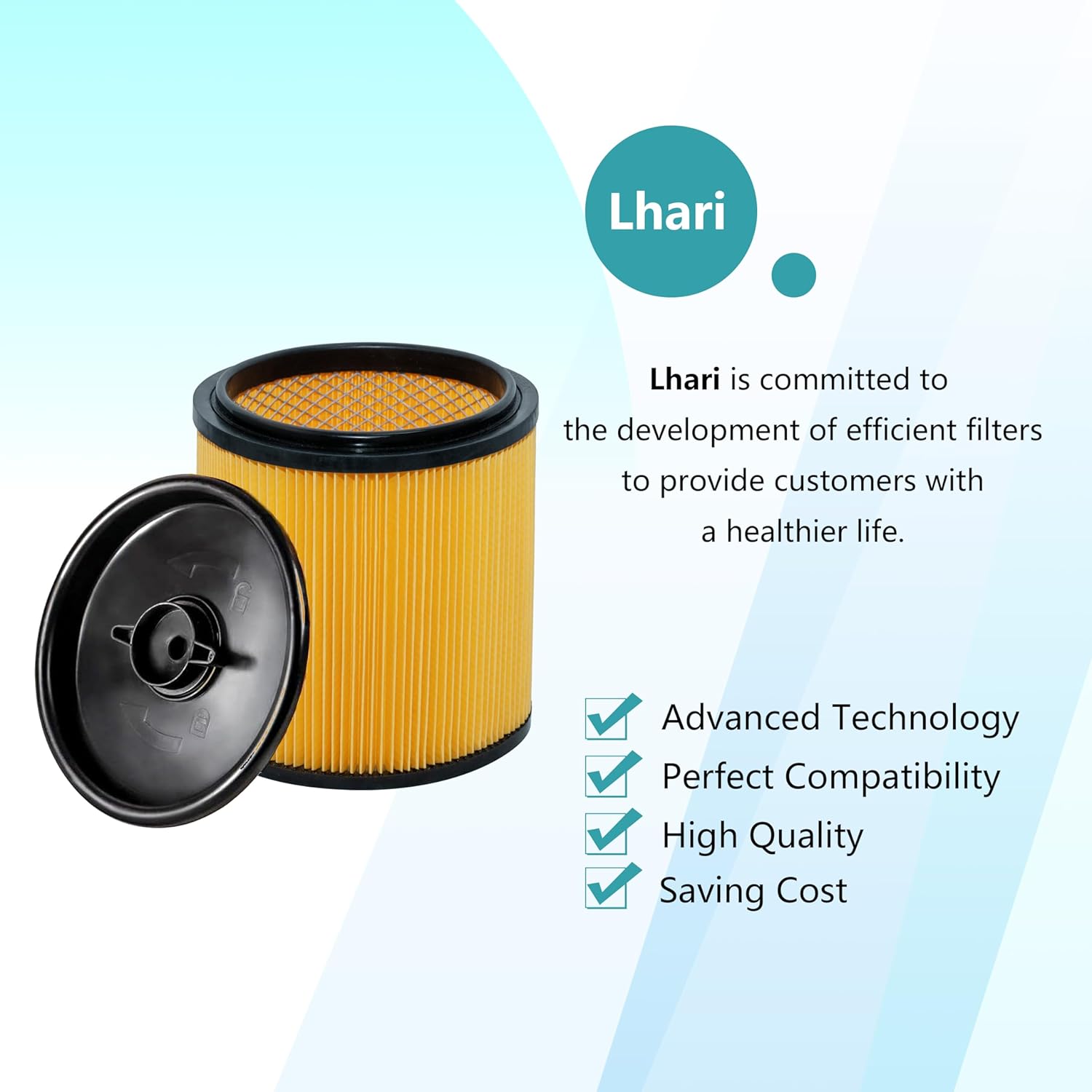 2-Pack LHARI Standard Cartridge Filter VCFS Compatible with Vacmaster & Hart Wet/Dry Vacs