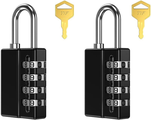 2 Pack LOFICOPER Combination Padlock with Key - Resettable 4 Digit Outdoor Lock - Weatherproof Gym Locker Gate Fence Security