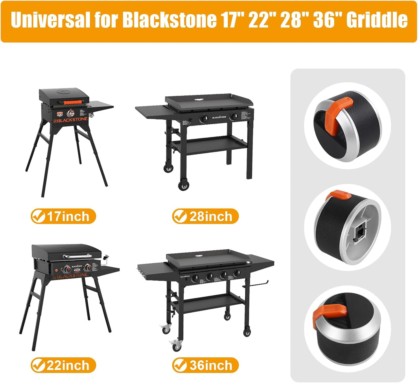 2-Pack LS'BABQ Griddle Knobs Replacement for Blackstone Gas Griddle Models 1666, 1517, 1554, 1825, 1836 - Grill Valve Knobs for 17/22/28/36 inch Griddles