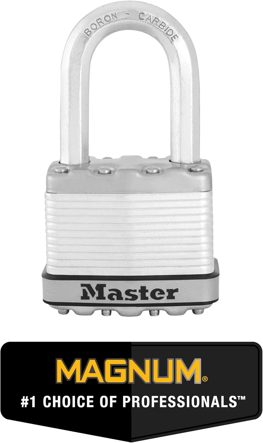 2 Pack Master Lock M5XTLF Magnum Heavy Duty Outdoor Padlock with Key - Keyed Alike - Silver