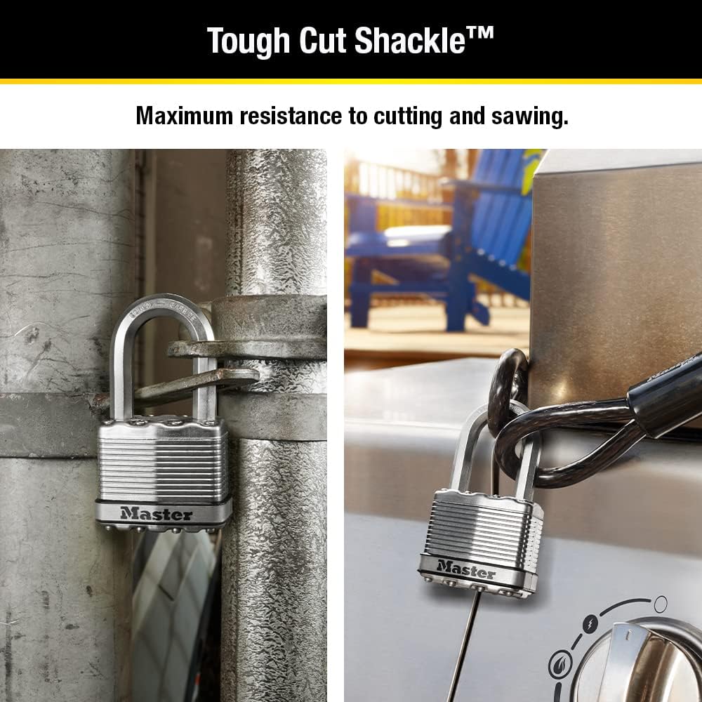 2 Pack Master Lock M5XTLF Magnum Heavy Duty Outdoor Padlock with Key - Keyed Alike - Silver