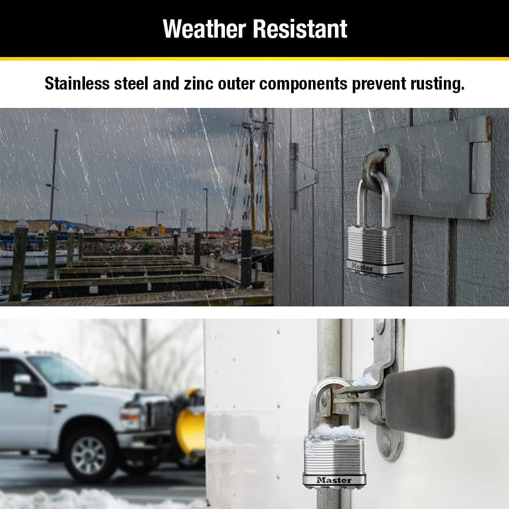 2 Pack Master Lock M5XTLF Magnum Heavy Duty Outdoor Padlock with Key - Keyed Alike - Silver