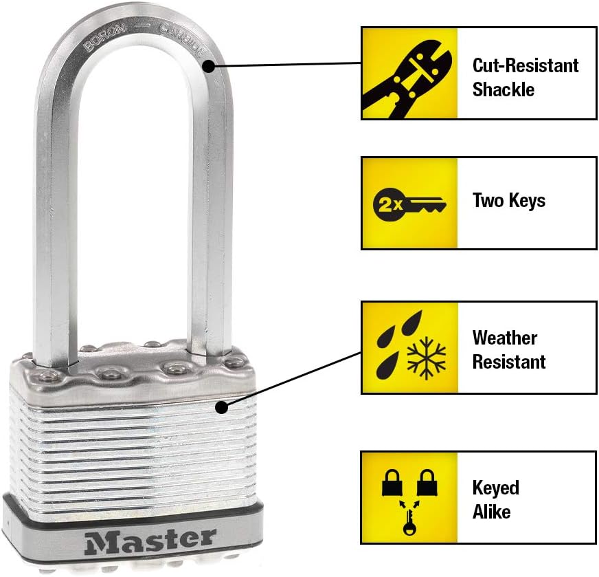 2 Pack Master Lock M5XTLJ Magnum Heavy Duty Outdoor Padlocks, Keyed-Alike - Silver - WildKart