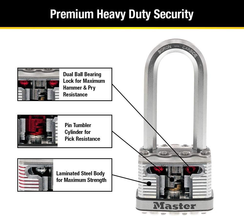 2 Pack Master Lock M5XTLJ Magnum Heavy Duty Outdoor Padlocks, Keyed-Alike - Silver - WildKart
