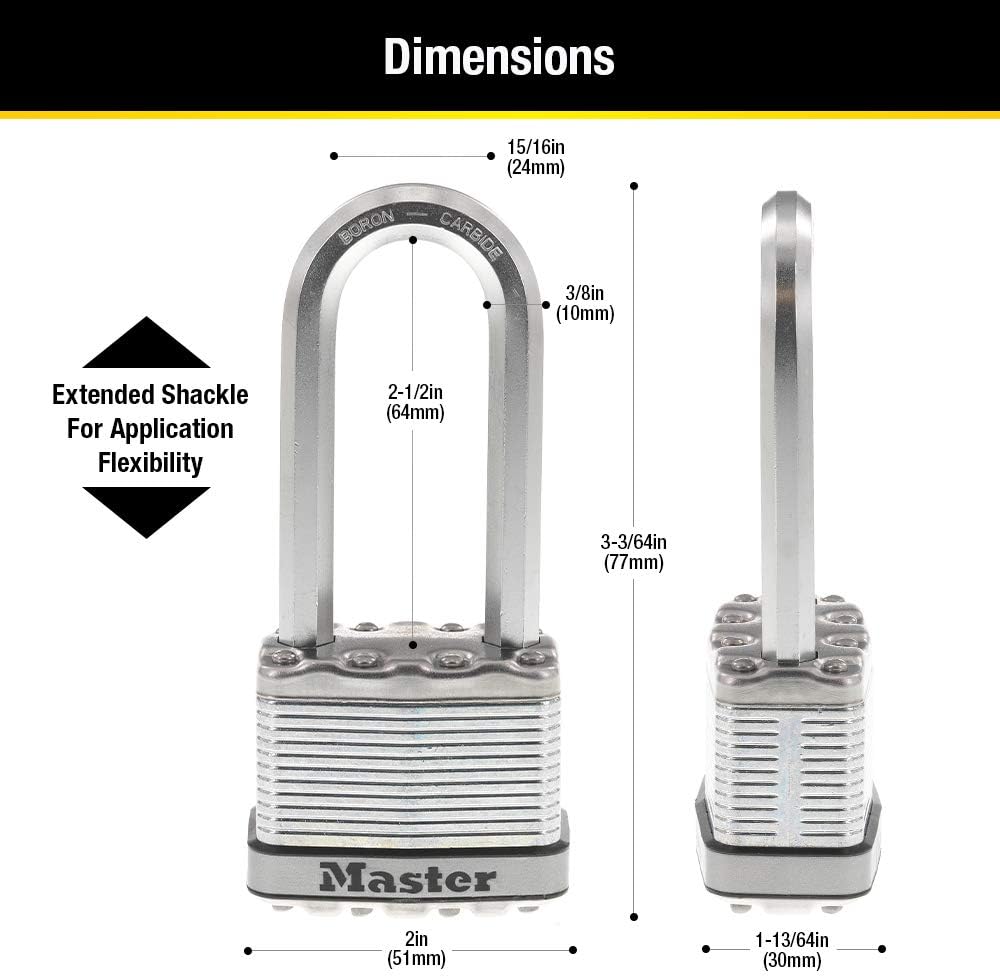2 Pack Master Lock M5XTLJ Magnum Heavy Duty Outdoor Padlocks, Keyed-Alike - Silver - WildKart