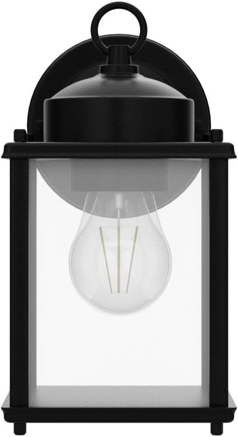 2-Pack MATAMEYE Outdoor Black Wall Lanterns with Clear Beveled Glass Shade - Waterproof Exterior Sconce Light Fixtures for Front Door