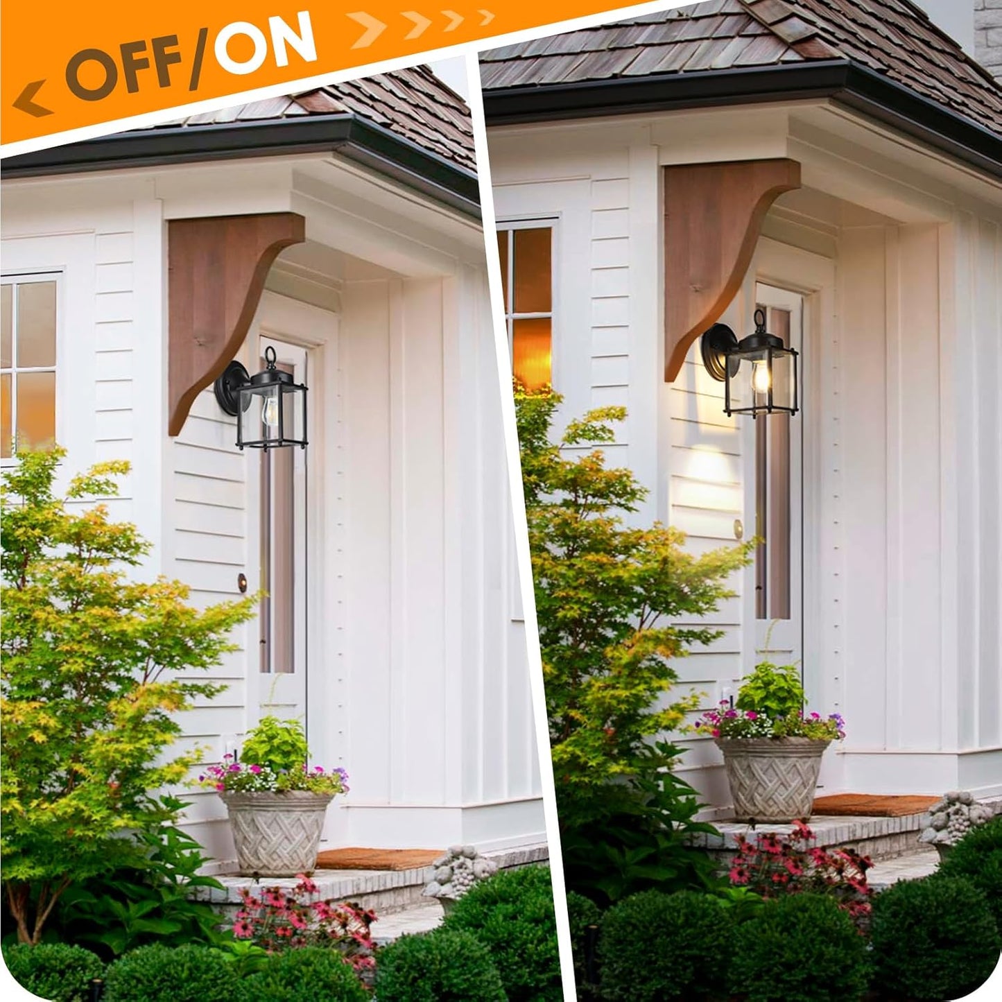 2-Pack MATAMEYE Outdoor Black Wall Lanterns with Clear Beveled Glass Shade - Waterproof Exterior Sconce Light Fixtures for Front Door