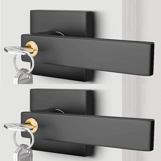 2 Pack Matte Black Locking Entry Lever Door Handle with Key - Heavy Duty Front Door Lock Lever by goldenwarm