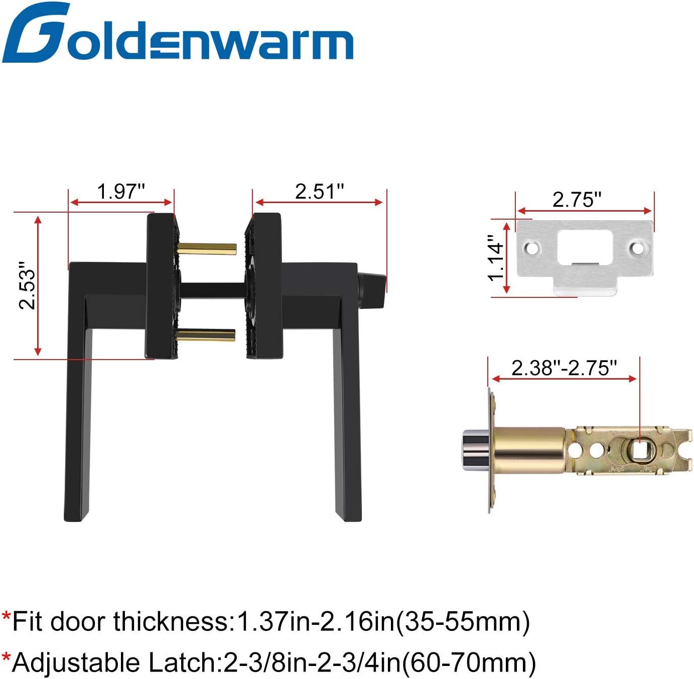 2 Pack Matte Black Locking Entry Lever Door Handle with Key - Heavy Duty Front Door Lock Lever by goldenwarm