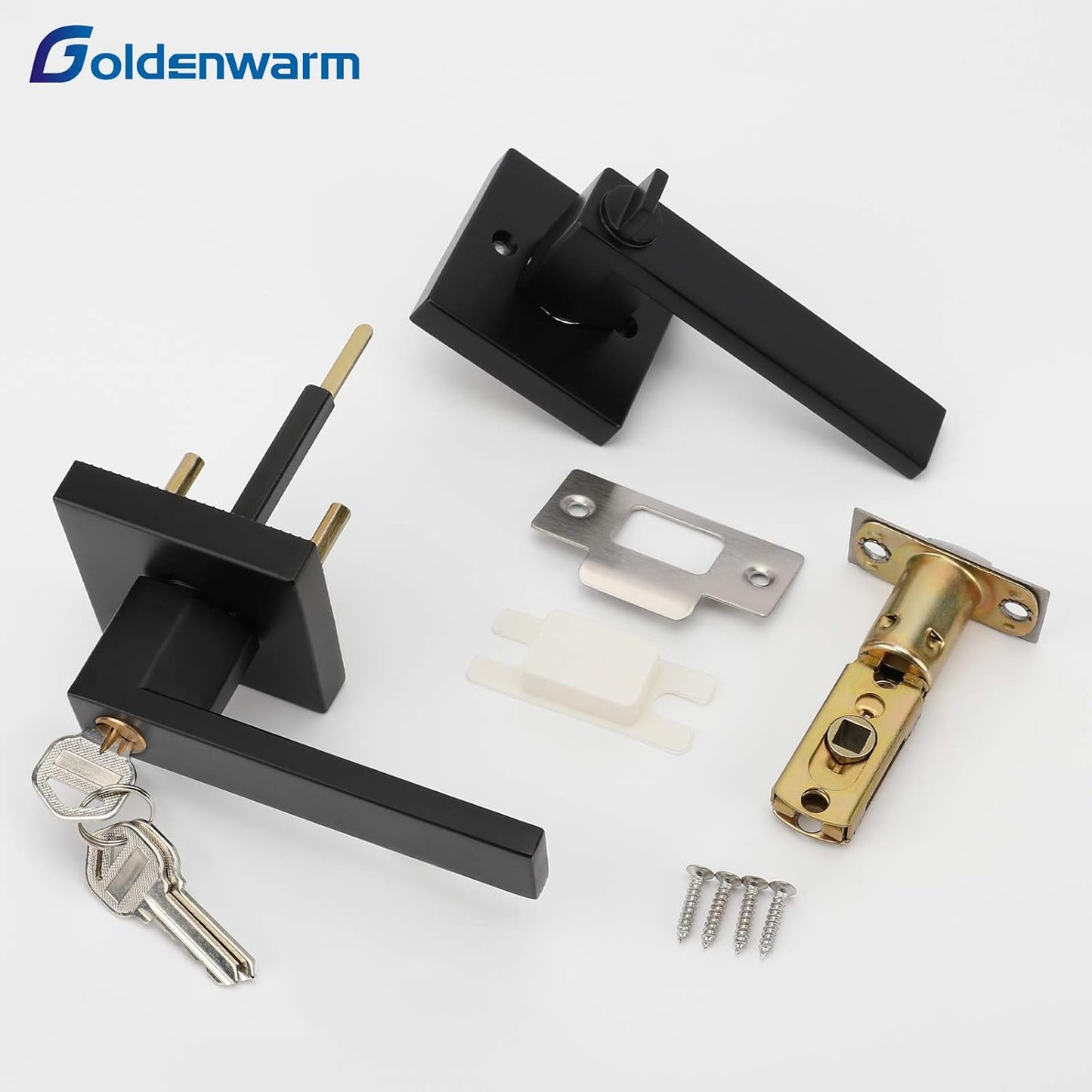 2 Pack Matte Black Locking Entry Lever Door Handle with Key - Heavy Duty Front Door Lock Lever by goldenwarm