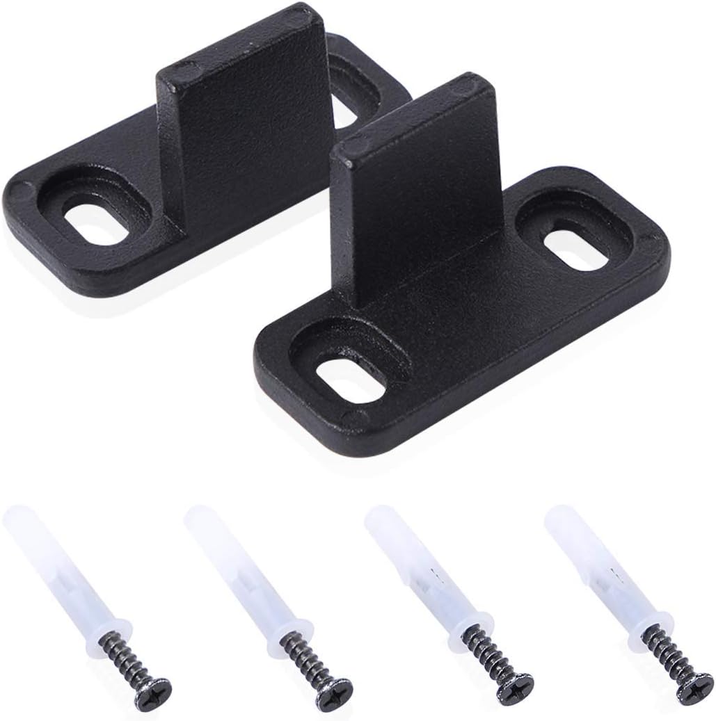 2 Pack Matte Black Metal Barn Door Floor Guides - Adjustable Bottom Guide Hardware for Sliding Doors by Homode