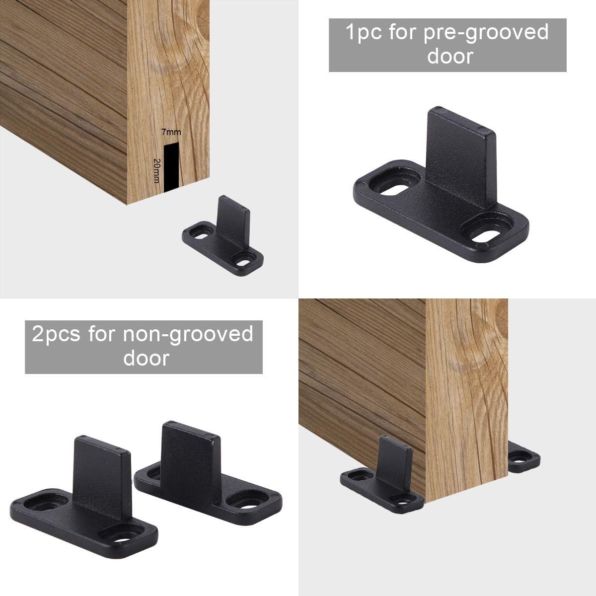 2 Pack Matte Black Metal Barn Door Floor Guides - Adjustable Bottom Guide Hardware for Sliding Doors by Homode