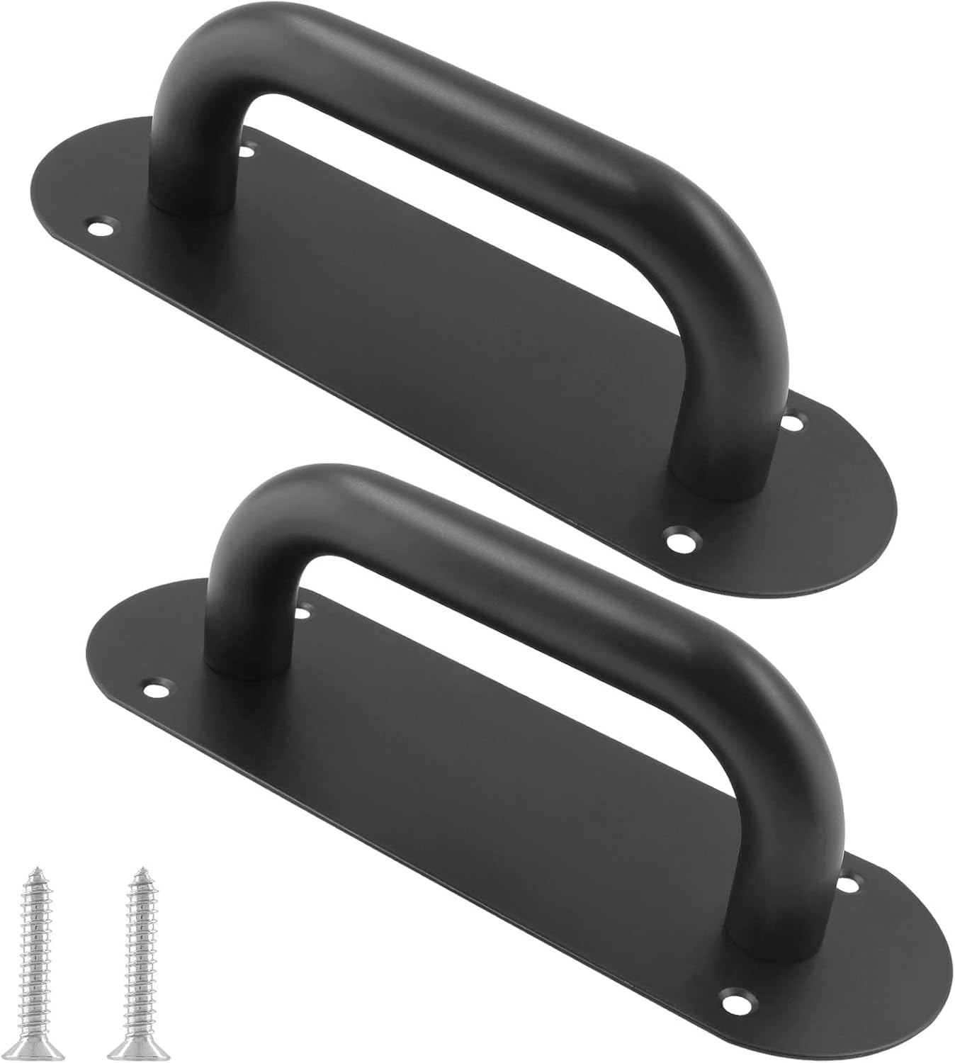 2 Pack Matte Black Stainless Steel Barn Door Handle Pull Plate for Sliding Barn Door Kitchen Cabinet - Heavy Duty (7.8" x 2.5")