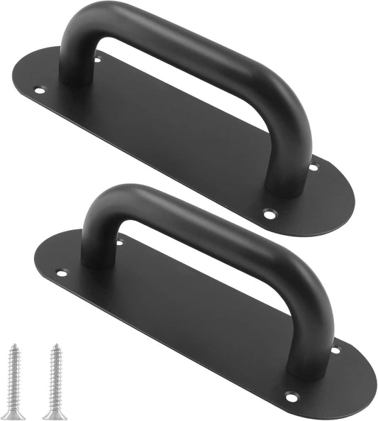 2 Pack Matte Black Stainless Steel Barn Door Handle Pull Plate for Sliding Barn Door Kitchen Cabinet - Heavy Duty (7.8" x 2.5")