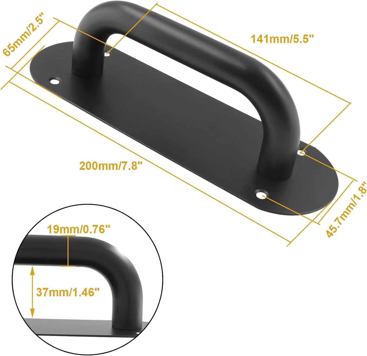 2 Pack Matte Black Stainless Steel Barn Door Handle Pull Plate for Sliding Barn Door Kitchen Cabinet - Heavy Duty (7.8" x 2.5")