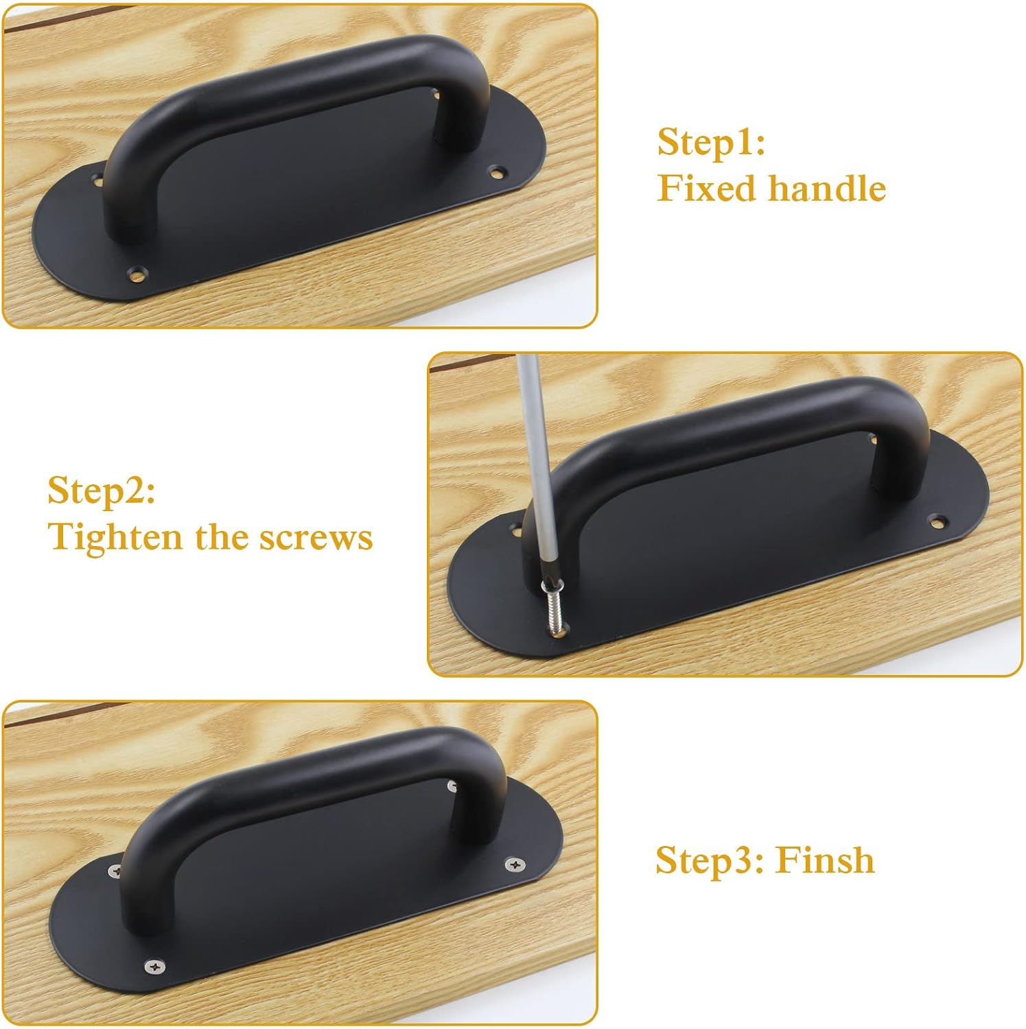 2 Pack Matte Black Stainless Steel Barn Door Handle Pull Plate for Sliding Barn Door Kitchen Cabinet - Heavy Duty (7.8" x 2.5")