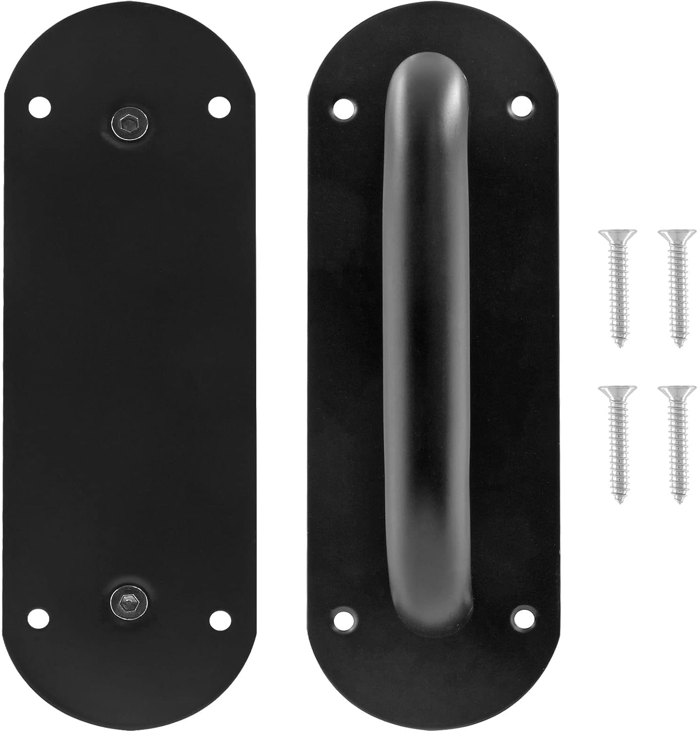 2 Pack Matte Black Stainless Steel Barn Door Handle Pull Plate for Sliding Barn Door Kitchen Cabinet - Heavy Duty (7.8" x 2.5")