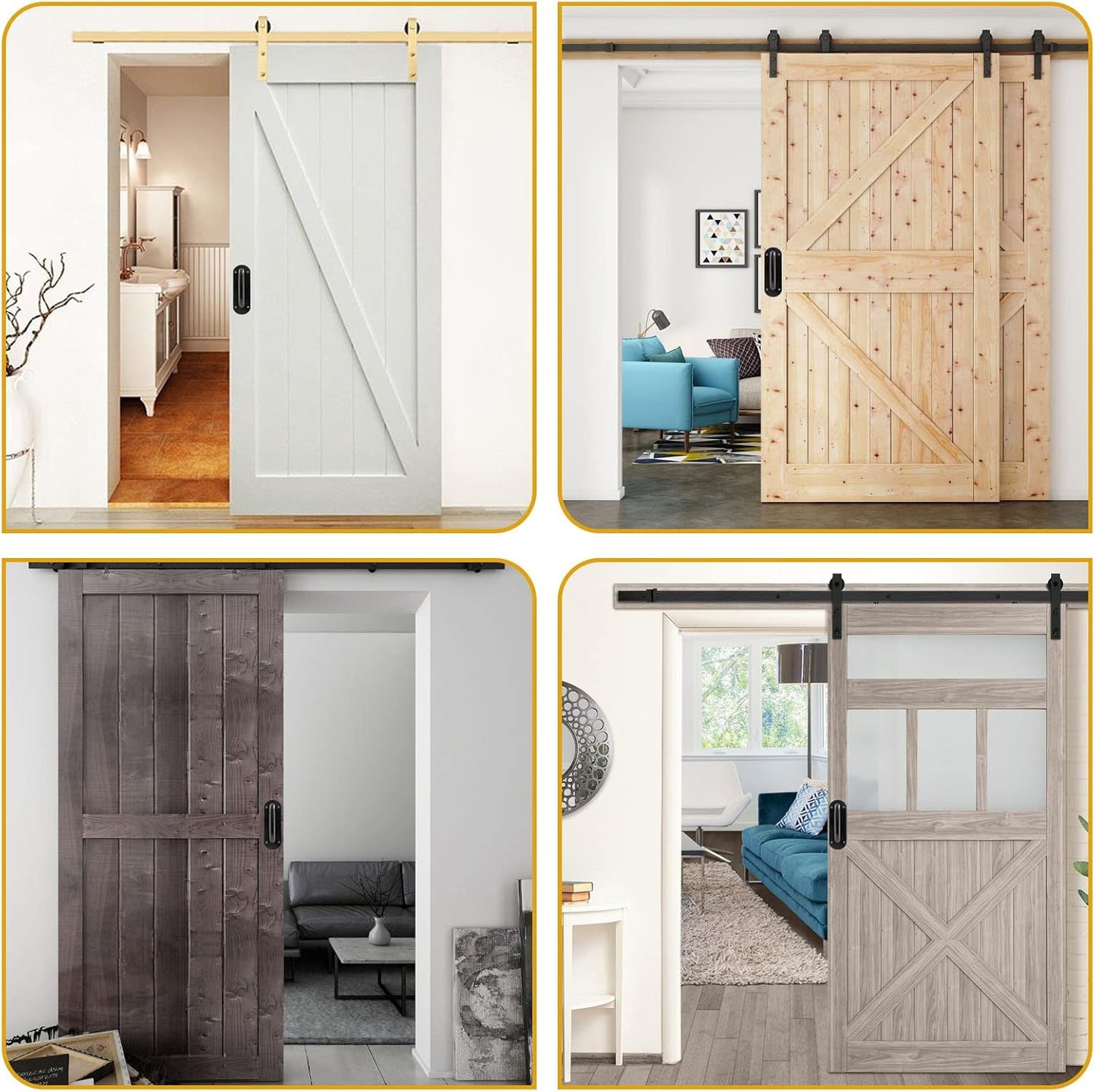 2 Pack Matte Black Stainless Steel Barn Door Handle Pull Plate for Sliding Barn Door Kitchen Cabinet - Heavy Duty (7.8" x 2.5")