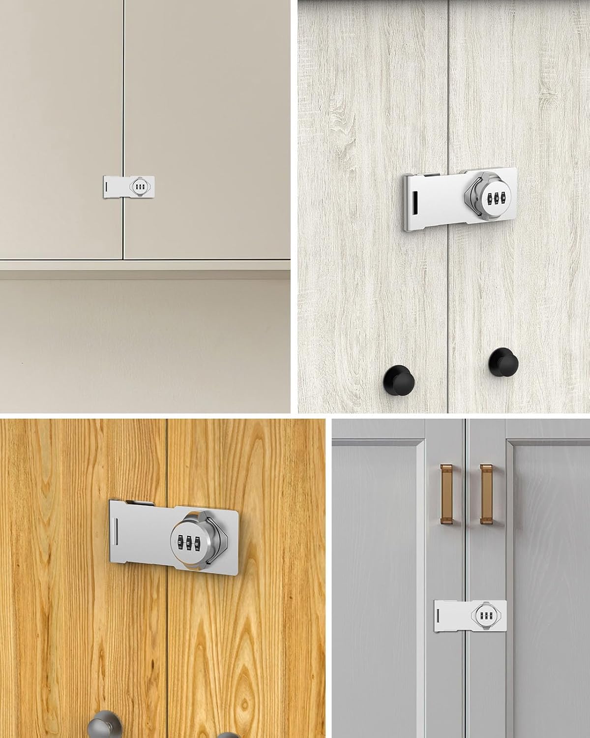 2-Pack Mbotnee Cabinet Password Hasp Locks - Barn Door, Office File, Household Security Combination Latch - Locker, Fence, Bathroom, Outdoor, Mailbox, Garden - Silver