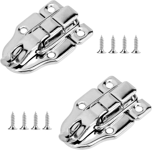 2 Pack Metal Duck-Billed Box Hasp Lock Toggle Latch Catch with Padlock Hole