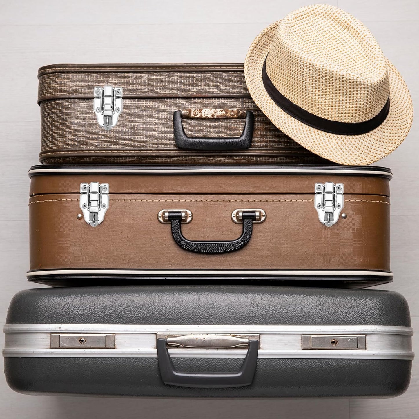 2 Pack Metal Duck-Billed Box Hasp Lock Toggle Latch Catch with Padlock Hole