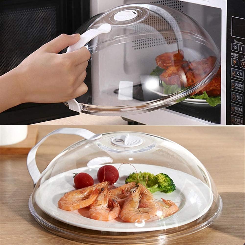 2 Pack Microwave Splatter Cover with Handle, Transparent Plate Lid, Adjustable Steam Vents - Keep Oven Clean and Tidy