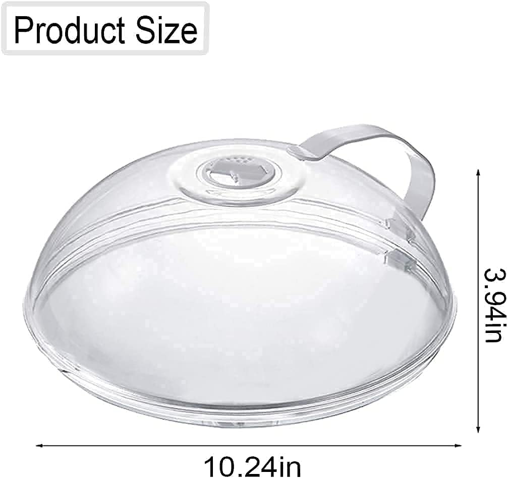 2 Pack Microwave Splatter Cover with Handle, Transparent Plate Lid, Adjustable Steam Vents - Keep Oven Clean and Tidy