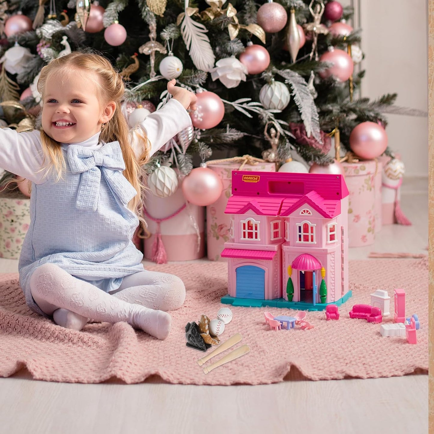 2 Pack Mini Baseball Set Dollhouse Sports Bat and Glove DIY Game Accessories - White Wooden Unisex 1:12 Scale Sport Miniature Toy