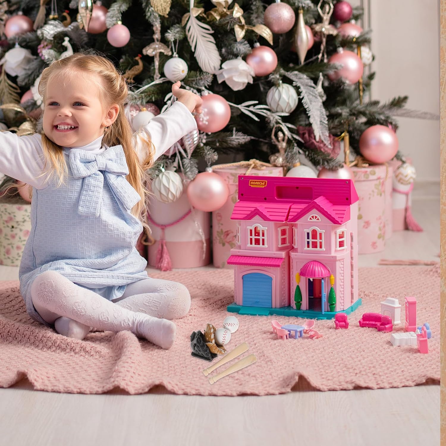 2 Pack Mini Baseball Set Dollhouse Sports Bat and Glove DIY Game Accessories - White Wooden Unisex 1:12 Scale Sport Miniature Toy