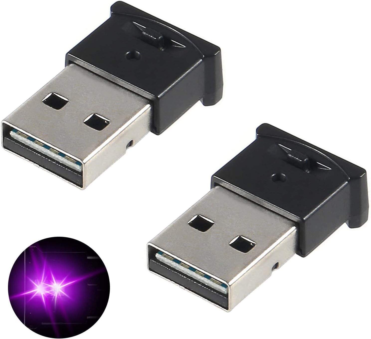 2 Pack Mini USB LED Lights - Adjustable 8 Color & Brightness Night Light for Car, Laptop, Keyboard, Home, Office - RGB Interior Lighting Atmosphere Lamp