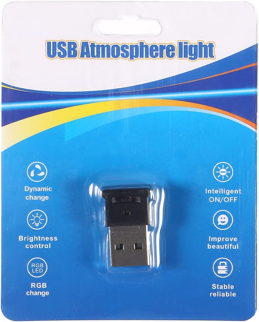 2 Pack Mini USB LED Lights - Adjustable 8 Color & Brightness Night Light for Car, Laptop, Keyboard, Home, Office - RGB Interior Lighting Atmosphere Lamp